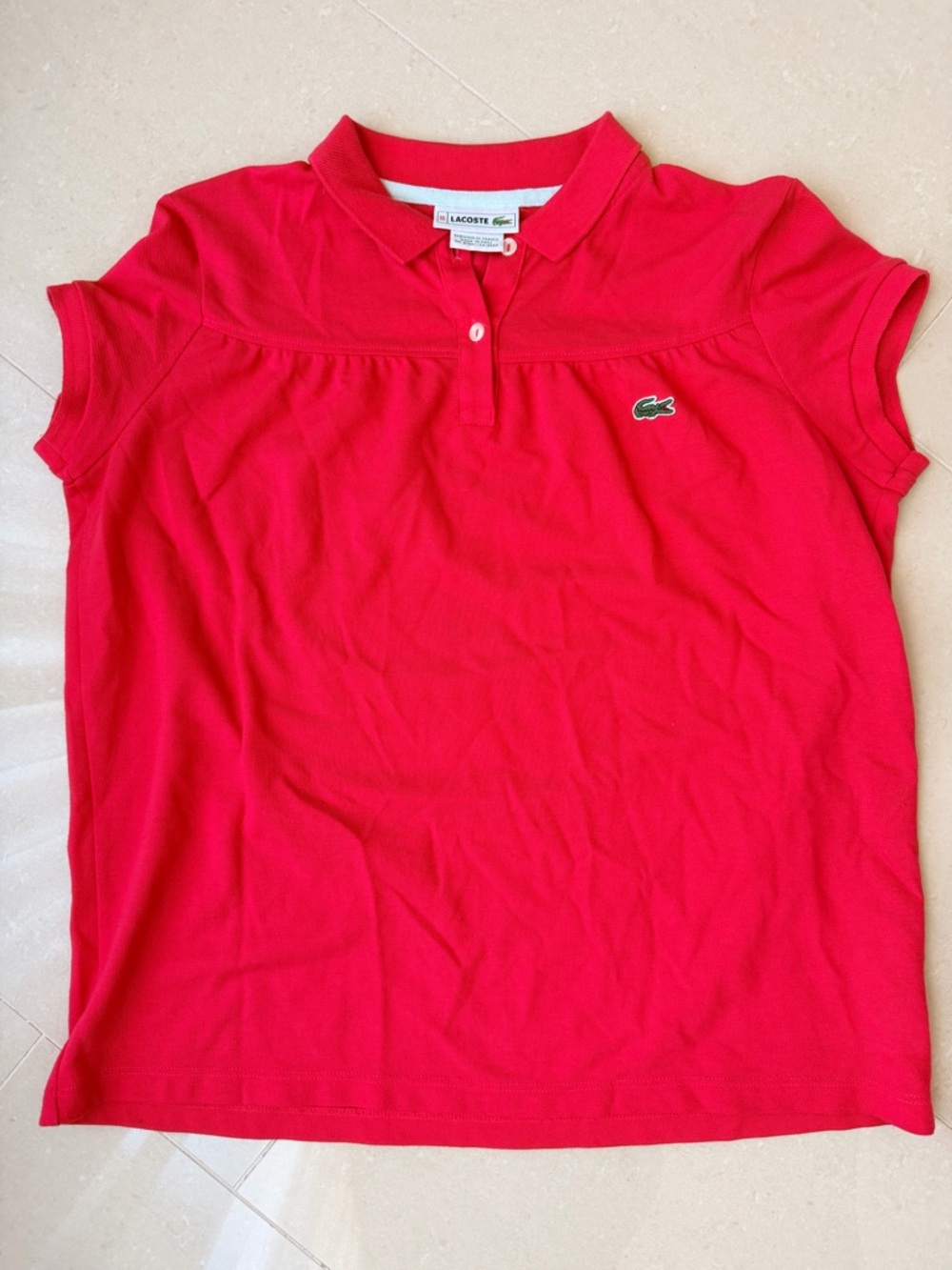 Lacoste Girls Red Short Sleeve Polo with Crocodile Logo